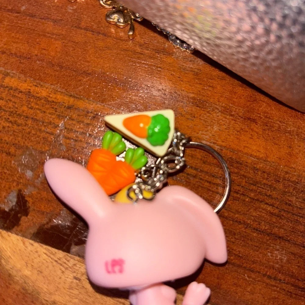 Littlest Pet Shop Bunny Keychain with Carrot & Cake Charms
